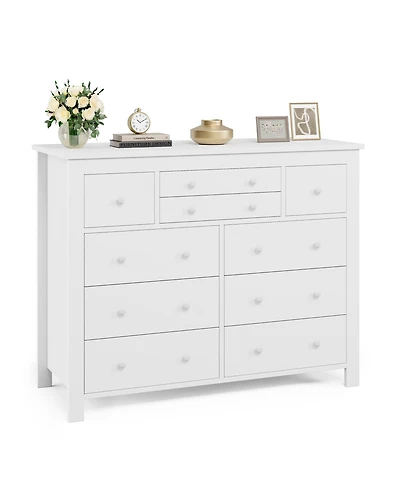 gaomon 10-Drawer White Dresser 47" Wide, Long Wooden Chest Storage Cabinet for Bedroom, Entryway, Living Room