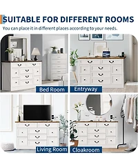 gaomon 9-Drawer Engineered Wood Farmhouse Dresser with Built-In Charging Station and Anti-Tip Device