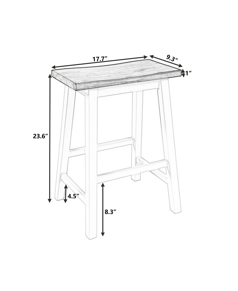 Streamdale Furniture Farmhouse Rustic 2-Piece Counter Height Wood Kitchen Dining Stools For Small Places