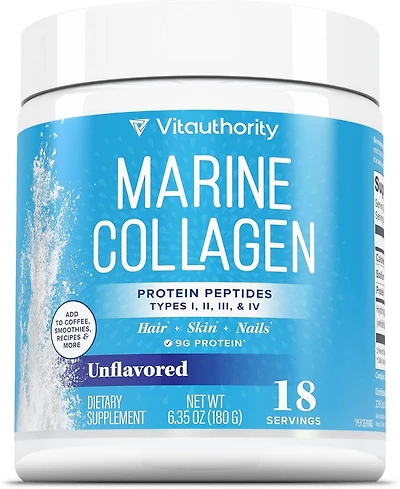 Vitauthority Marine Collagen Powder Unflavored, 18 servings