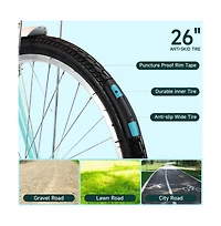 Artudatech 26-Inch Cruiser Bike for Family Rides, Low Step Frame with Passenger Seat & Footrests