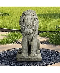 Sunjet Guardian Lion Statue – 22.8" H Concrete Seated Lion Sculpture for Outdoor Garden, Patio, Yard & Home Decor