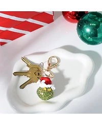 Dr. Seuss The Grinch Crystal Keychain with Santa Hat, Gold-Tone