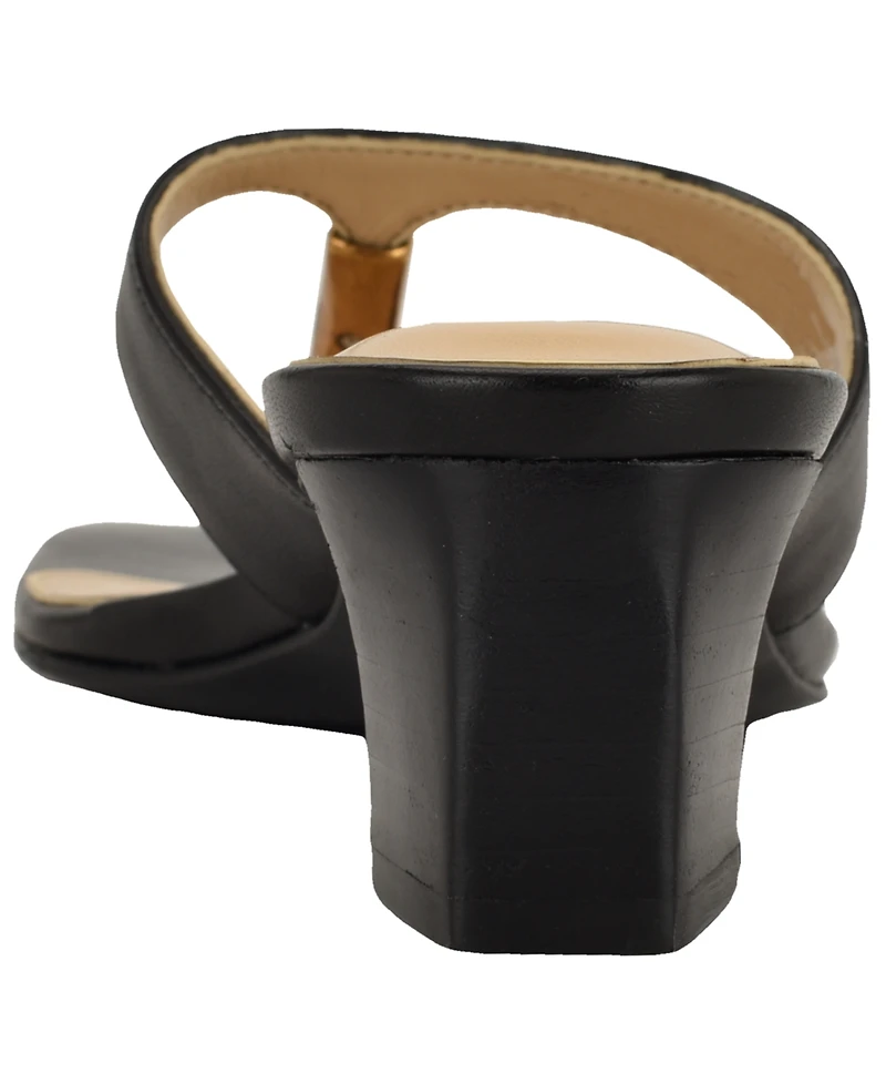 Guess Womens Yaiza Leather Thong Block Heel City Sandals