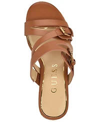Guess Women's Nailah Strappy Buckles Cork Platform Wedge Sandal