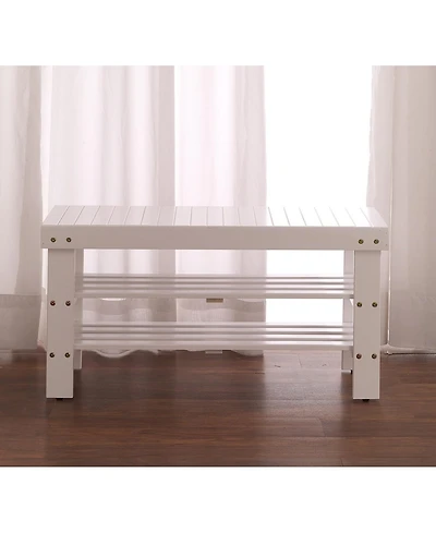 Streamdale Furniture Pina Quality Solid Wood Shoe Bench, White Finish