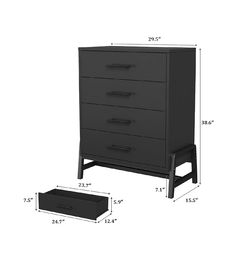 gaomon 4 Dresser for Bedroom 38in Tall Dresser Tall Drawer with Storage, Freestanding Wooden Closet Storage Chest for Living Room, Bedroom, Entryway