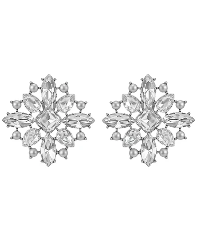 Guess Pave Stones And Imitation Pearl Sparkling Clip-On Earrings