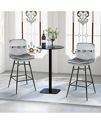 Costway Set of 2 Velvet Bar Stools Bar Height Kitchen Dining Chairs with Metal Legs
