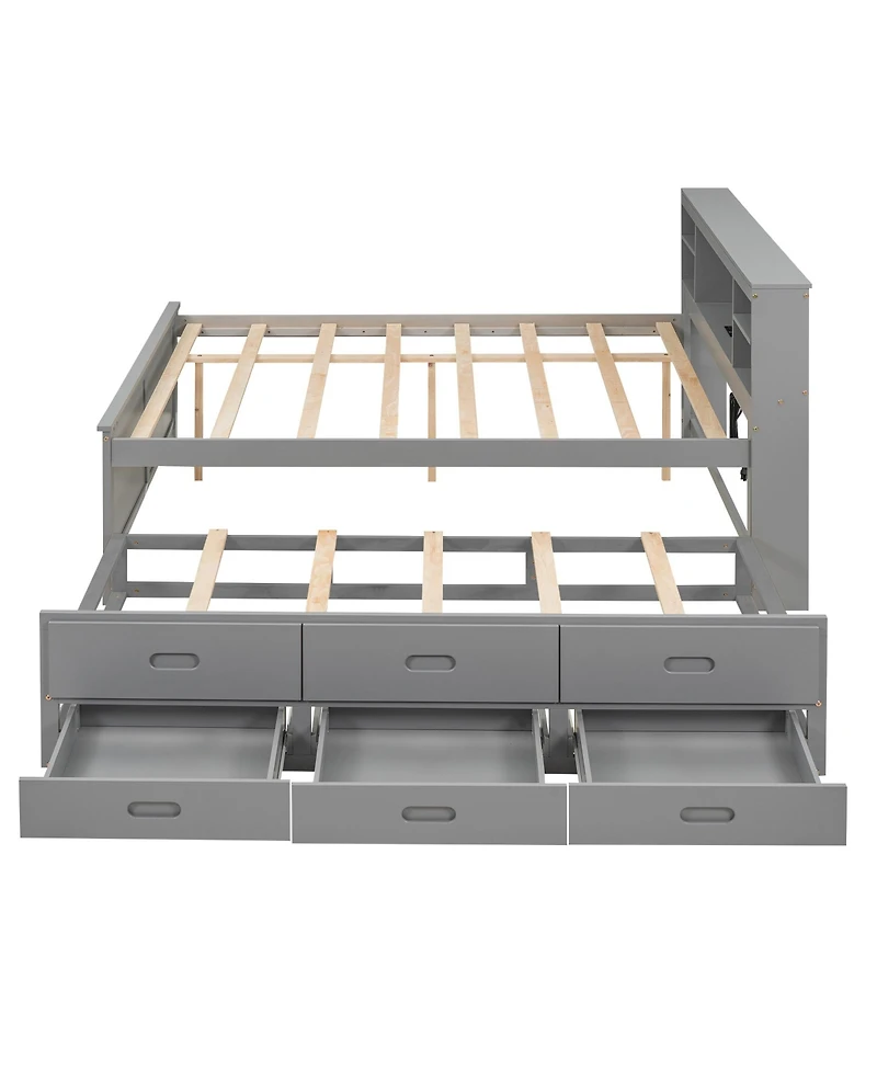 Streamdale Twin Platform Bed with Storage, Usb, Trundle, and Drawers