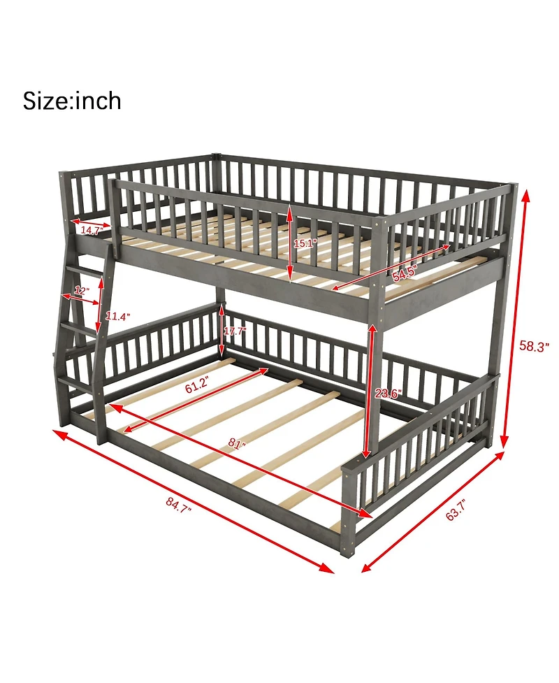 Boyel Living Full Xl over Queen Bunk Bed with Ladder and Guardrails