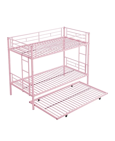 Boyel Living Twin Over Twin Metal Bunk Bed with Safe Stairs