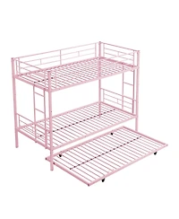 Boyel Living Twin Over Twin Metal Bunk Bed with Safe Stairs
