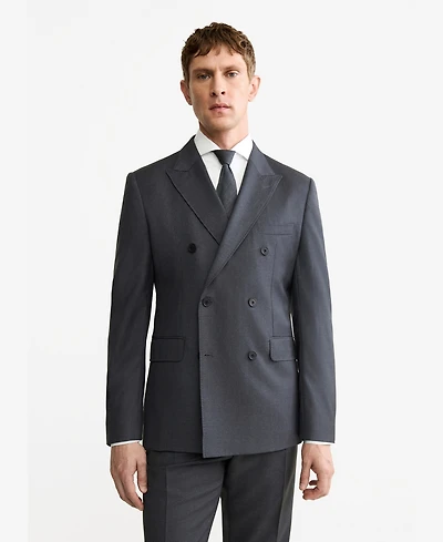 Mango Men's Wool Flannel Double-Breasted Jacket