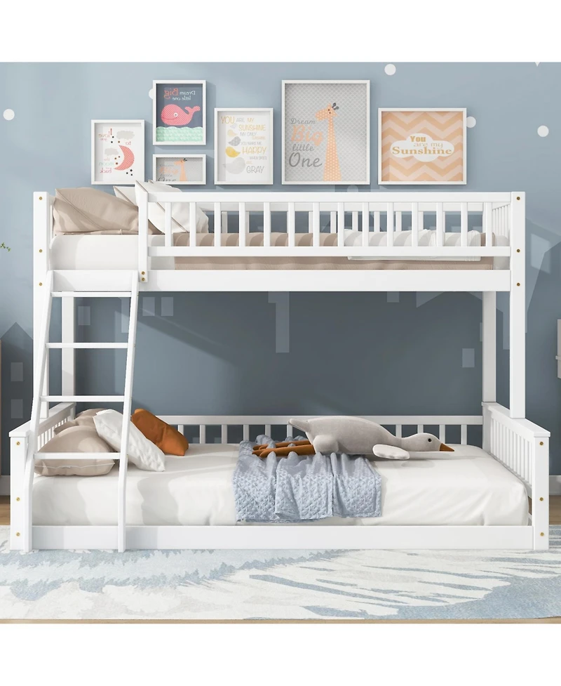 Streamdale Furniture Twin Xl over Queen Bunk Bed with Ladder and Guardrails