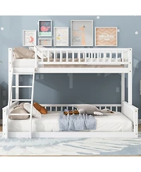 Streamdale Furniture Twin Xl over Queen Bunk Bed with Ladder and Guardrails