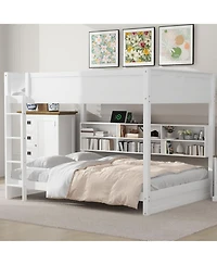 Streamdale Furniture Queen over Storage Bunk Bed with Usb Ports