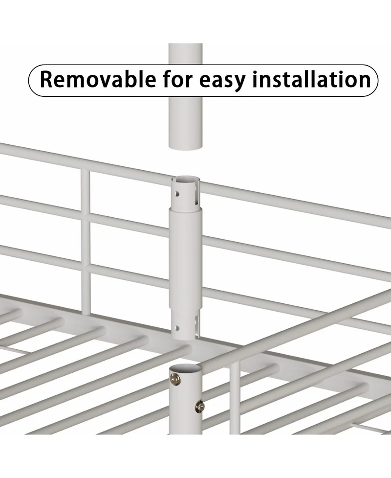 Streamdale Furniture Bedroom dormitory twin size white metal triple bunk bed can be disassembled into three beds