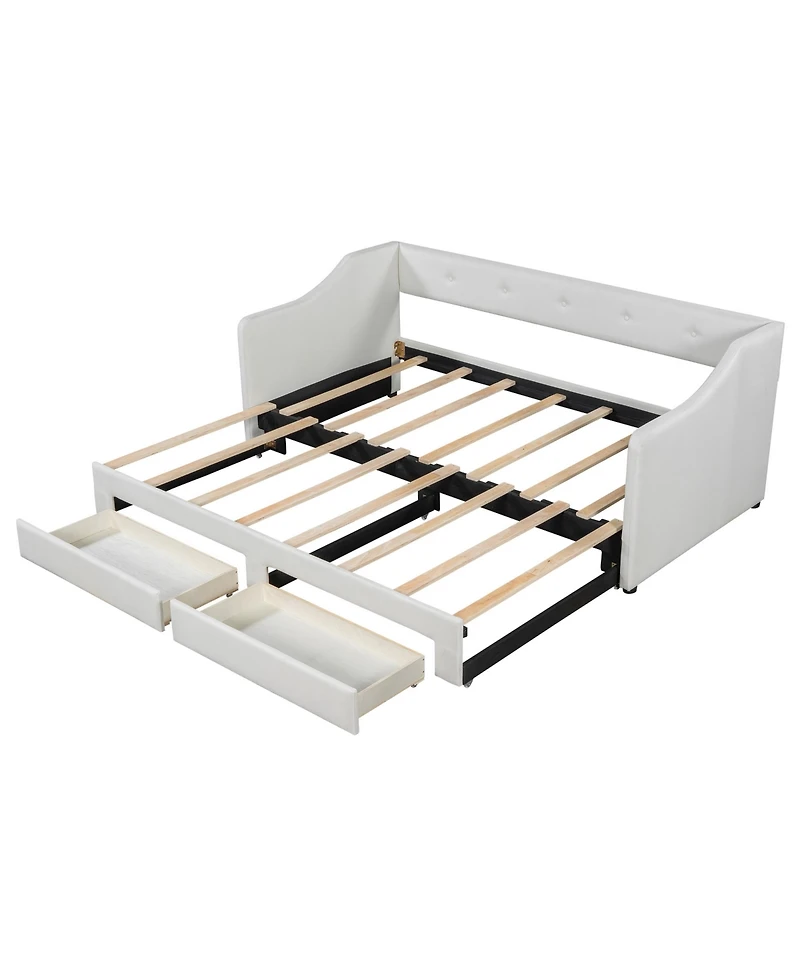 Streamdale Furniture Twin Xl to King Upholstered Daybed with Two Drawers