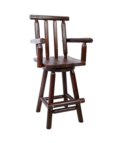 Streamdale Furniture Rustic Fir Wood Bar Stool with Footrest and Wide Armrests