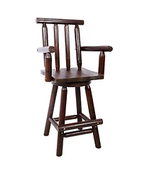 Streamdale Furniture Rustic Fir Wood Bar Stool with Footrest and Wide Armrests
