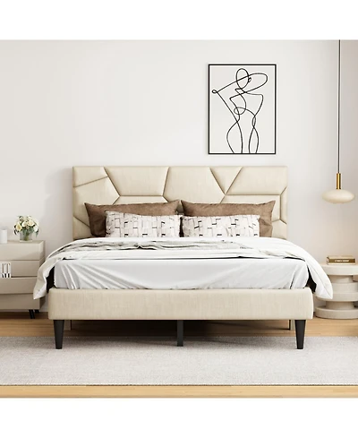 Streamdale Furniture Queen Size Bed Frame with Headboard Storage & Sturdy Metal Slats (No Box Spring)