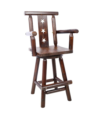 Streamdale Furniture Rustic Wood Bar Stool with Star Backrest