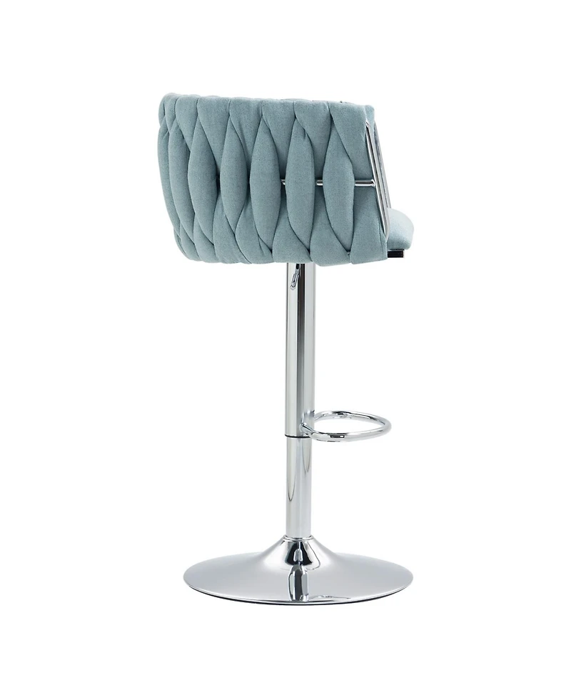 Streamdale Furniture 360 Woven Back Bar Stools, Set of 2, Adjustable Height, Silver Chrome