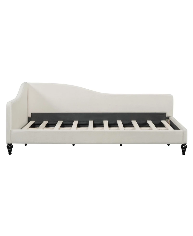 Streamdale Furniture Twin Size L-Shaped Linen Daybed, with Solid Wood Legs.