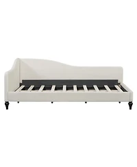 Streamdale Furniture Twin Size L-Shaped Linen Daybed, with Solid Wood Legs.