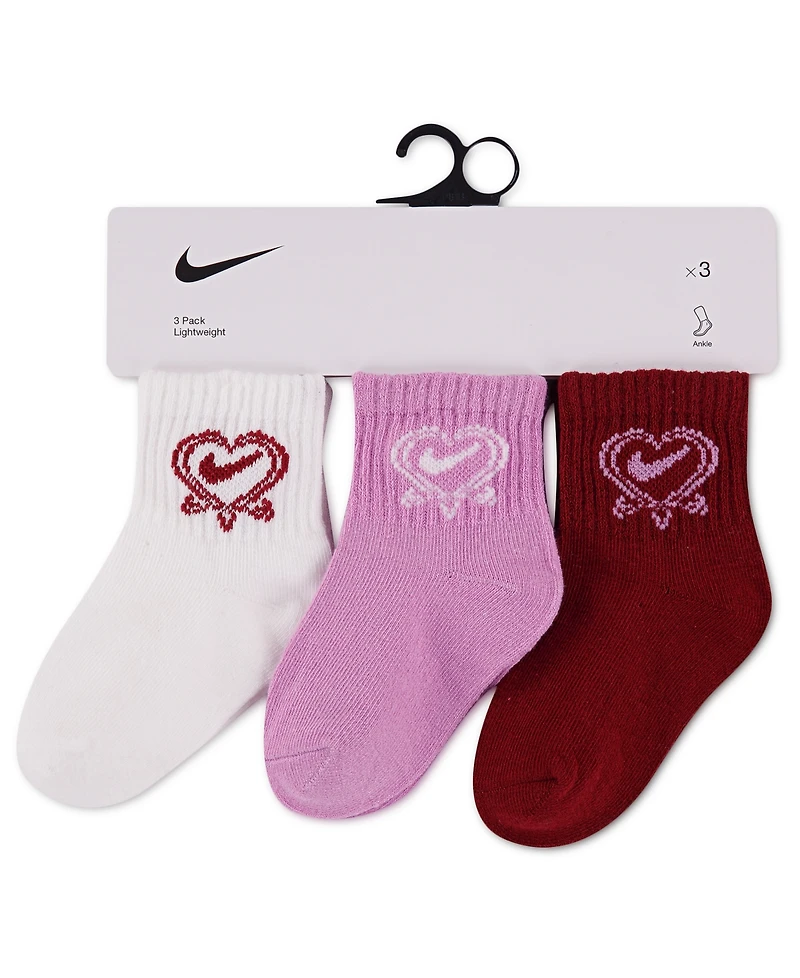 Nike Baby Girls' Valentine's Day Socks, 3-Pack