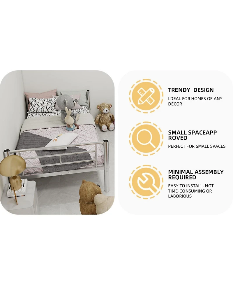 Streamdale Furniture Twin Over Twin Metal Bunk Bed with Ladders & Guardrail