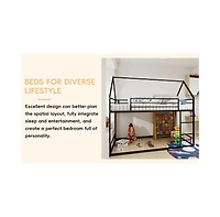 Streamdale Furniture Metal Twin Bunk Bed - Heavy Duty, Noise Reduced, Black