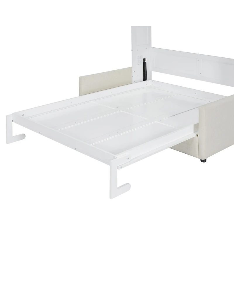 Streamdale Furniture Full Size Murphy Bed Wall Bed with Cushion, White