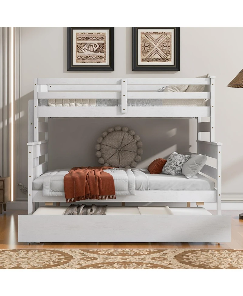 Streamdale Furniture Wood Twin over Full Bunk Bed with Twin Size Trundle