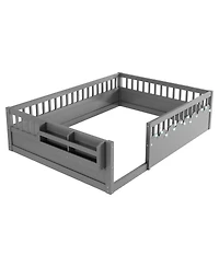 Streamdale Furniture + Twin Size + Wood + Rails, Light & Shelf + Floor Bed Frame