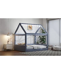 Streamdale Furniture Upholstered House Daybed with Led Light Strips