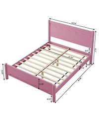 Streamdale Furniture Wood Platform Bed Frame with Headboard and Wooden Slat Support