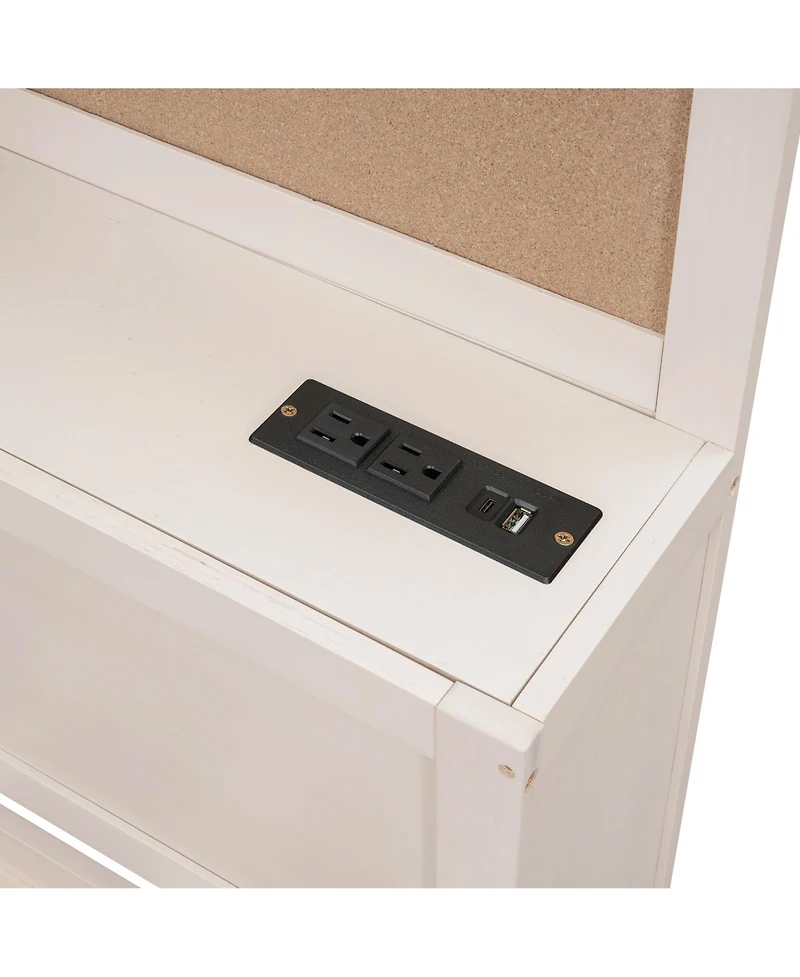 Streamdale Furniture White Wooden Daybed with 3 Storage Drawers, Shelf & Usb Ports