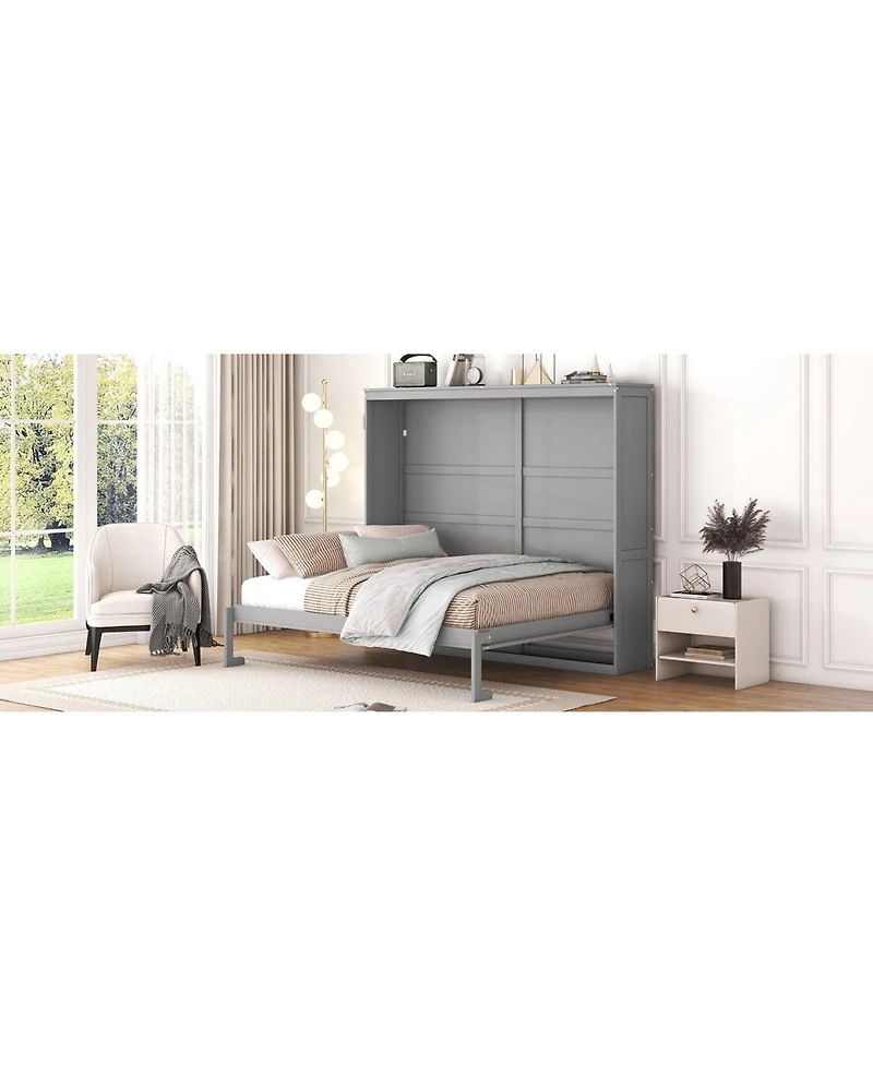 Streamdale Furniture Queen Size Murphy Bed Wall Bed, Gray
