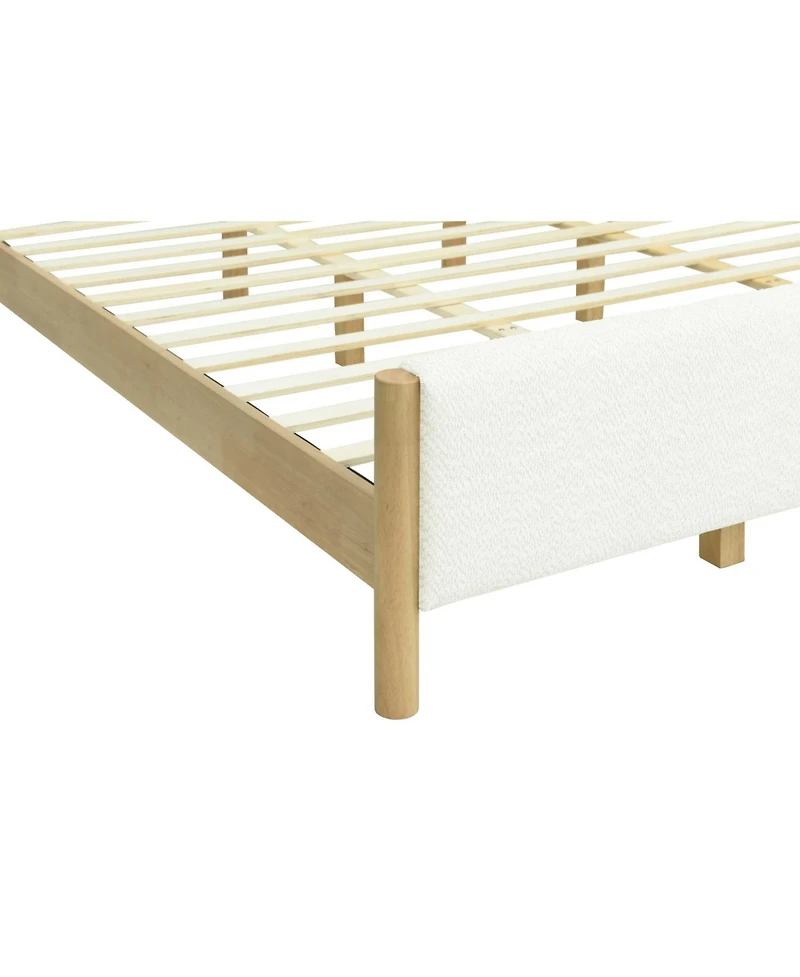Streamdale Furniture Modern Boucle Upholstered Bed with Rubberwood Legs