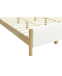 Streamdale Furniture Modern Boucle Upholstered Bed with Rubberwood Legs