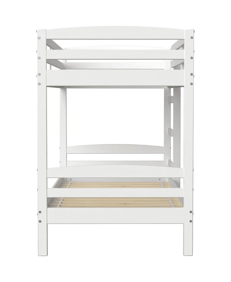 Streamdale Furniture Twin Over Twin Bunk Bed, Solid Pine, High Guardrails, Ladder