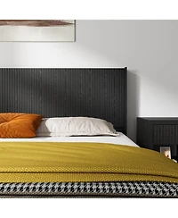 Streamdale Furniture Black Oak Queen Headboard - Fluted Panel, Modern Farmhouse