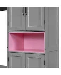 Streamdale Furniture Twin Gray Wooden Murphy Bed with Tv Stand, Drawers & Shelves