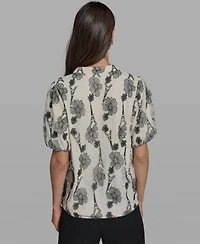 Karl Lagerfeld Paris Women's Popover Lace Short-Sleeve Top