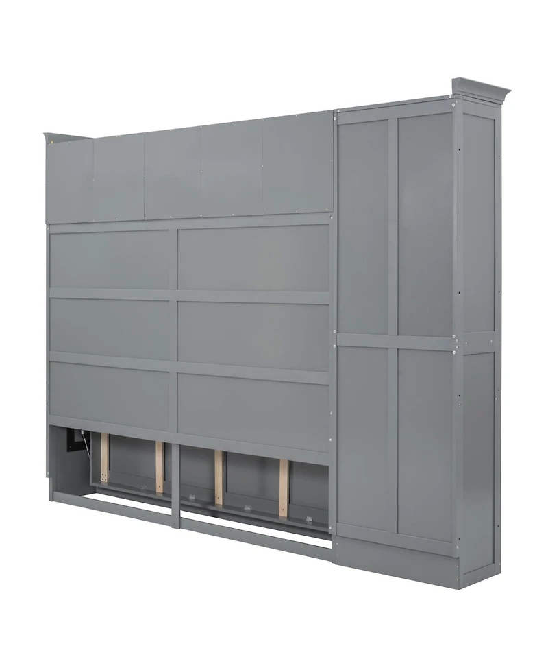 Streamdale Furniture Queen Size Murphy Bed Wall Bed with Cabinets,Gray