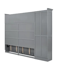 Streamdale Furniture Queen Size Murphy Bed Wall Bed with Cabinets,Gray