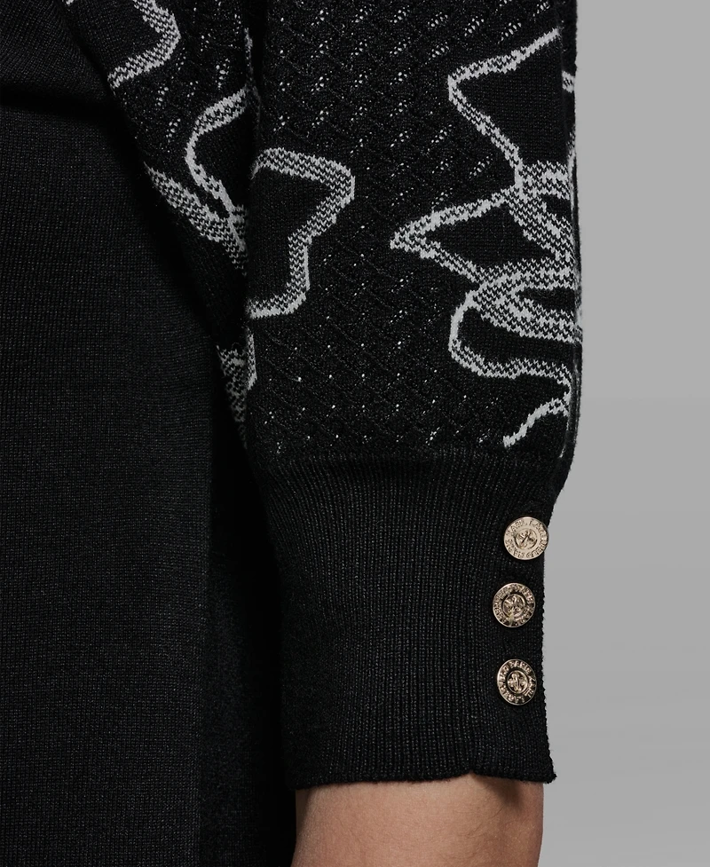 Karl Lagerfeld Paris Women's Floral Short-Sleeve Sweater