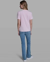 Karl Lagerfeld Paris Women's Rose Trim Knit Crewneck Top